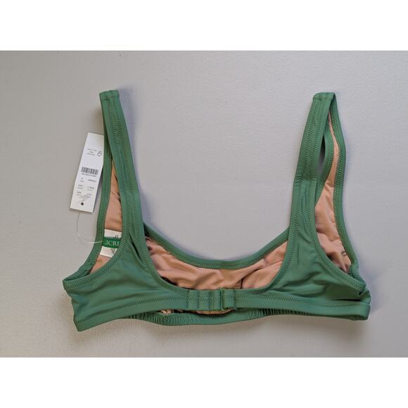 NWT J Crew Scoopneck Bikini Top Womens Small Green Classic Preppy Bold Earth - Picture 2 of 4